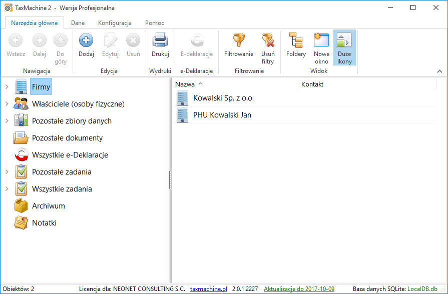 taxmachine okno glowne