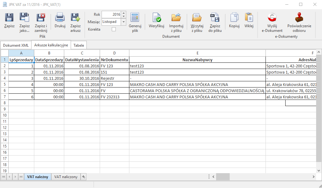 jpk arkusz kalkulacyjny