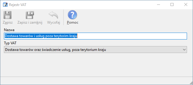 dostawa poza terytorium kraju rejestr vat