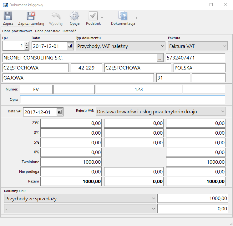 dostawa poza terytorium kraju