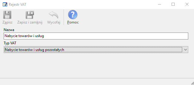 rejestr nabycia pozostale