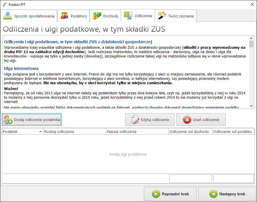Krok 4 — ulgi i odliczenia