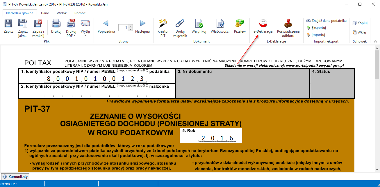 Wysyłka e-Deklaracji