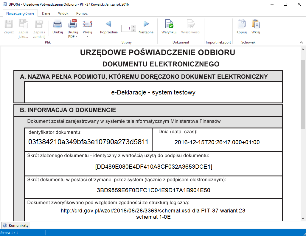Urzędowe Poświadczenie Odbioru