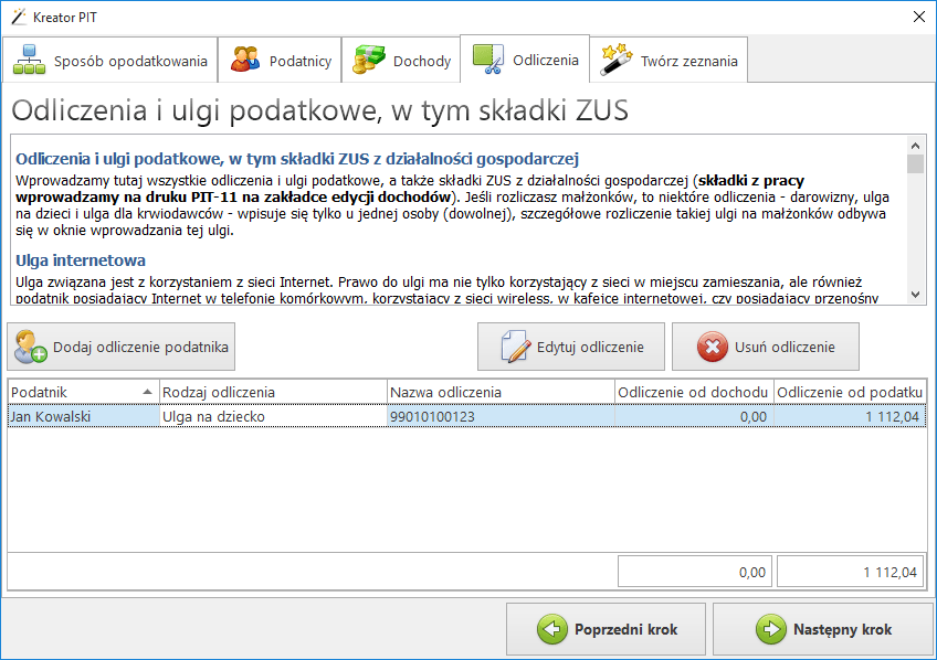 Krok 4 — ulgi i odliczenia