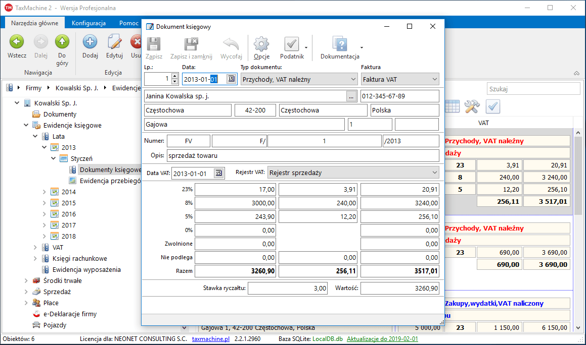 dokument ksiegowy sprzedaz ryczalt