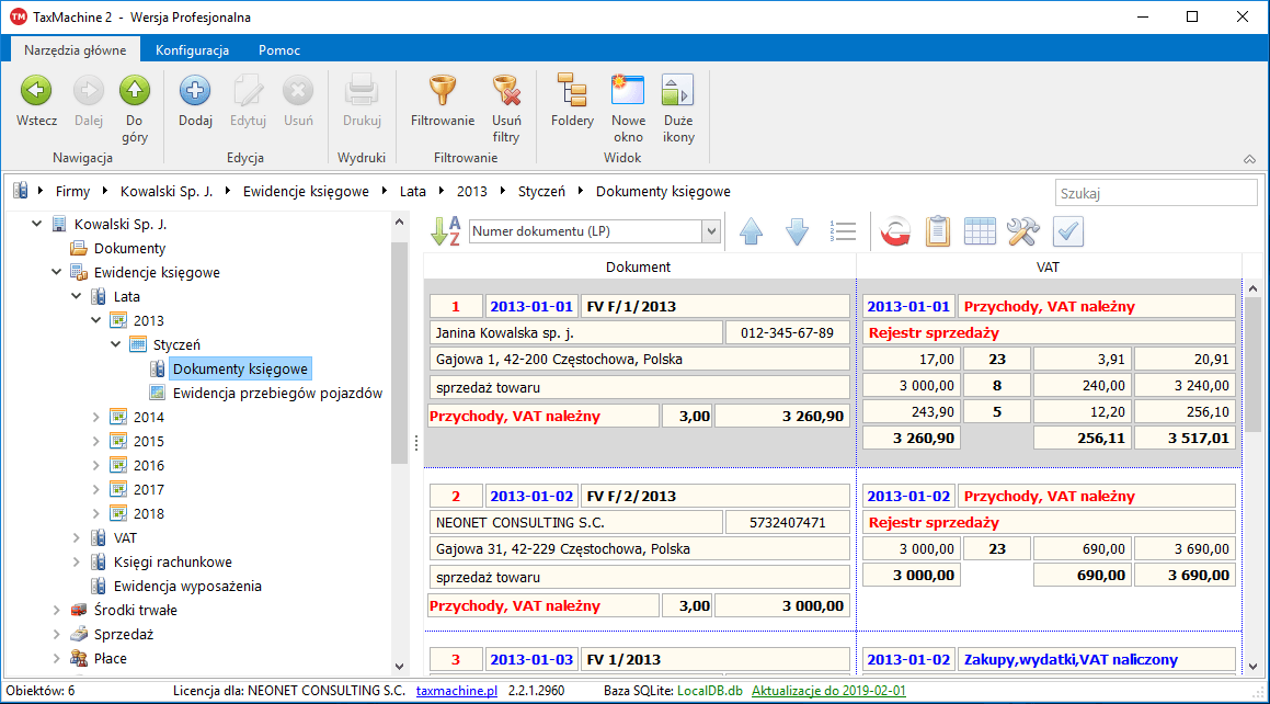 lista dokumentow ksiegowych ryczalt