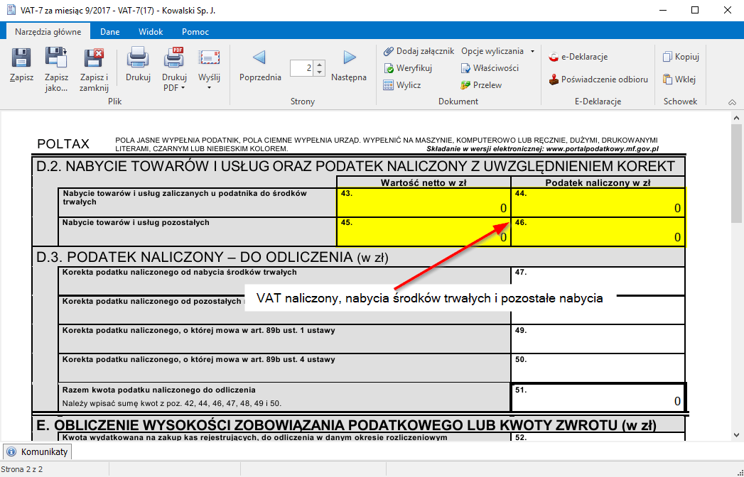 vat 7 pozycje vat naliczony